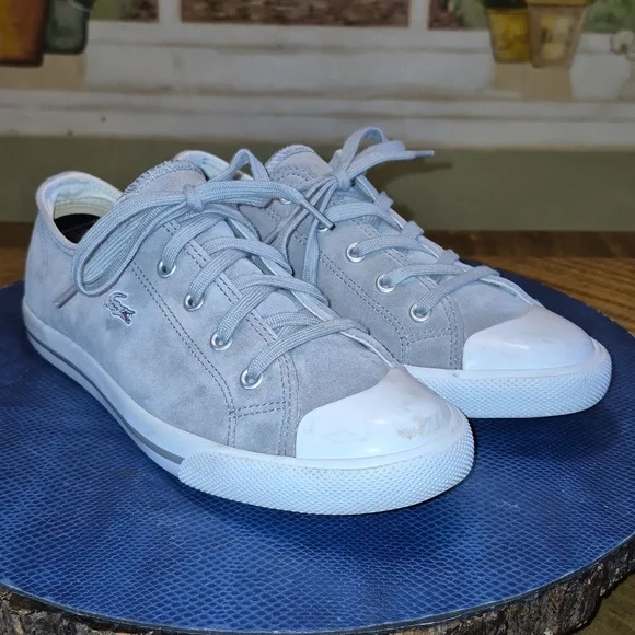 Lacoste Womens Gray Suede Sneakers sz. 7.5 (#1002A) EC. - Picture 3 of 16